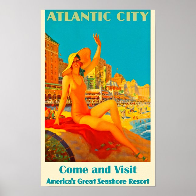 Vintage Atlantikstadt Poster (Vorne)