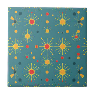 Vintage Atomexplosion Teal-Muster Fliese