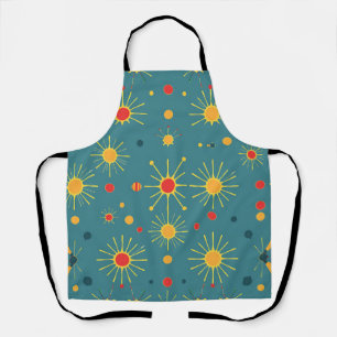 Vintage Atomexplosion Teal-Muster Schürze