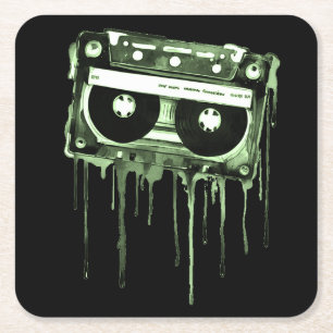 Vintage Audiokassette Rechteckiger Pappuntersetzer