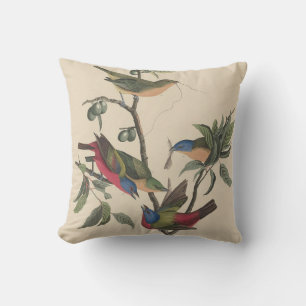 Vintage Audubon Gemalter Bunting Farbige Vogelkuns Kissen