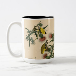 Vintage-Audubon-Goldfinken-Vogelmalerei Zweifarbige Tasse