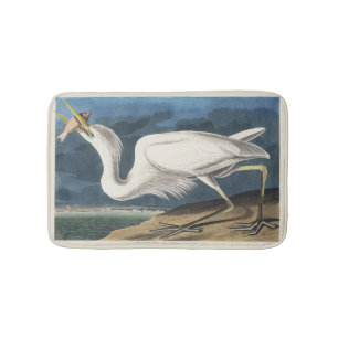 Vintage Audubon-Großer Silberreiher-Vogelkunst Badematte