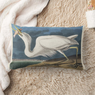 Vintage Audubon-Großer Silberreiher-Vogelkunst Lendenkissen