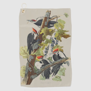 Vintage Audubon Helmspecht-Vogelkunst Golfhandtuch