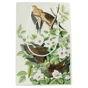 Vintage Audubon Trauertaube Vogel Blumen Kunst Mittlere Geschenktüte