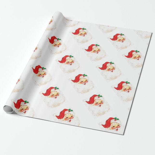 Vintage Aufführung des Weihnachtsmanns Geschenkpapier (Ungerollt)
