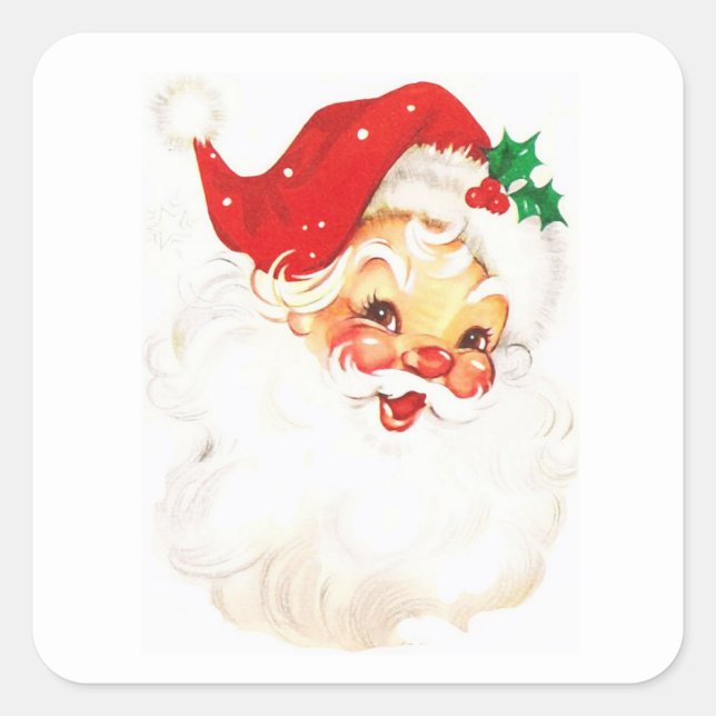Vintage Aufführung des Weihnachtsmanns Quadratischer Aufkleber (Vorderseite)