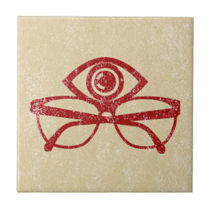 Vintage-Auge & Brille Fliese