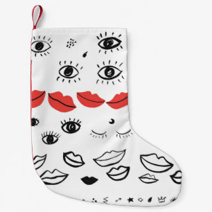 Vintage Augen, rote Lippen. Kleiner Weihnachtsstrumpf