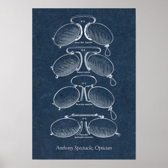Vintage Augenbrille Augenarzt oder Optikerbüro Poster (Vorne)