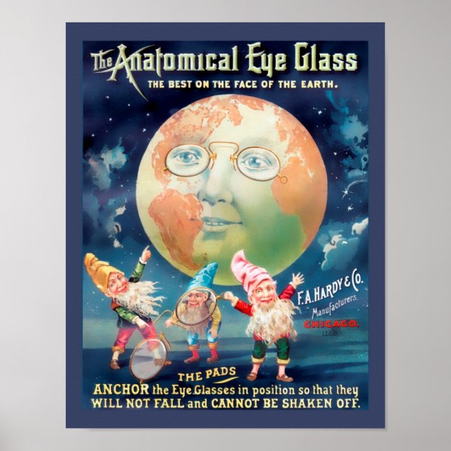 Vintage Augenbrille und anatomisches Augenglas 189 Poster (Vorne)