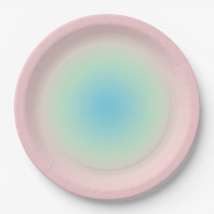 Vintage Aura Blau Rosa Farbverlauf Ombre Pappteller