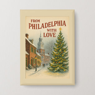 Vintage aus Philadelphia mit Liebe Weihnachten Button