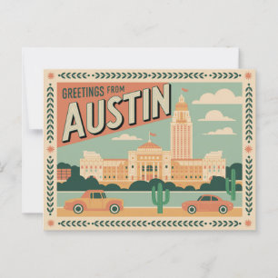 Vintage Austin Postkarte Grüße aus Austin