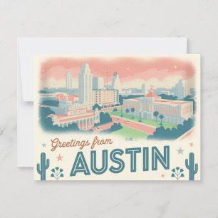Vintage Austin Postkarte Grüße aus Austin
