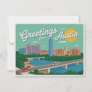 Vintage Austin Postkarte Grüße aus Austin