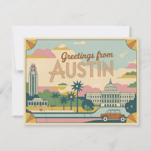 Vintage Austin Postkarte Grüße aus Austin
