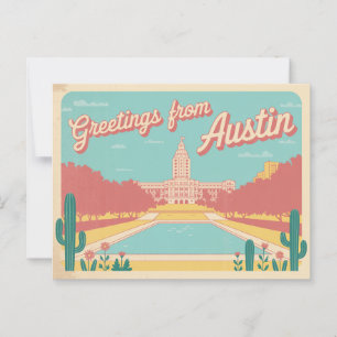 Vintage Austin Postkarte Grüße aus Austin