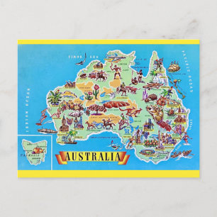 Vintage Australien Karte Postkarte