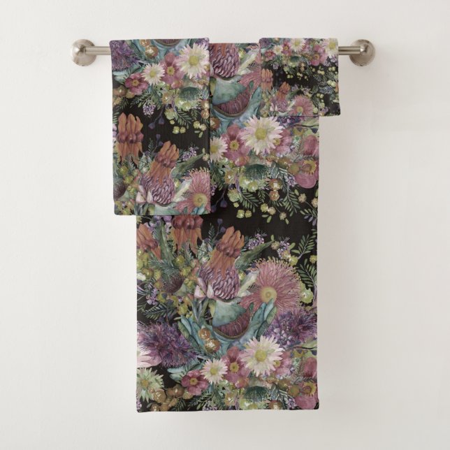 Vintage australische Wildblumen Badhandtuch Set (Insitu)