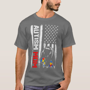 Vintage-Autismus-Mama-Bär Amerikanische Flagge Bew T-Shirt