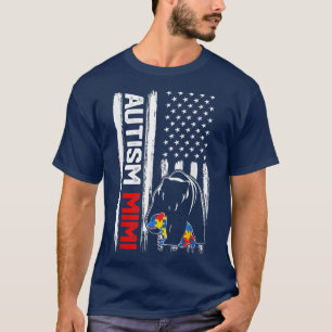 Vintage-Autismus Mimi-Bär Amerikanische Flagge Bew T-Shirt