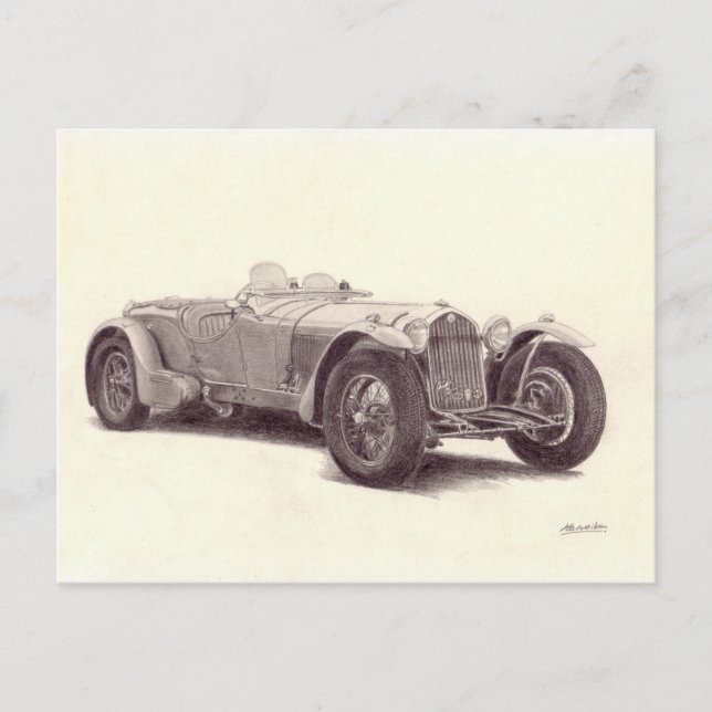 Vintage Auto: Alpha Romeo 8C Postkarte (Vorderseite)