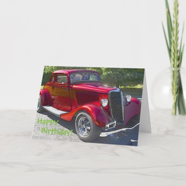 Vintage Auto-Geburtstags-Karte Karte (Vorderseite)