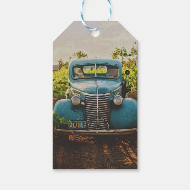 VINTAGE AUTO GIFT TAG WEDD GESCHENKANHÄNGER (Vorderseite)