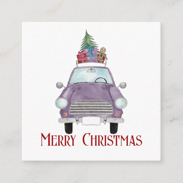 Vintage Auto mit Weihnachtsgeschenken Weihnachtska Begleitkarte (Vorderseite)
