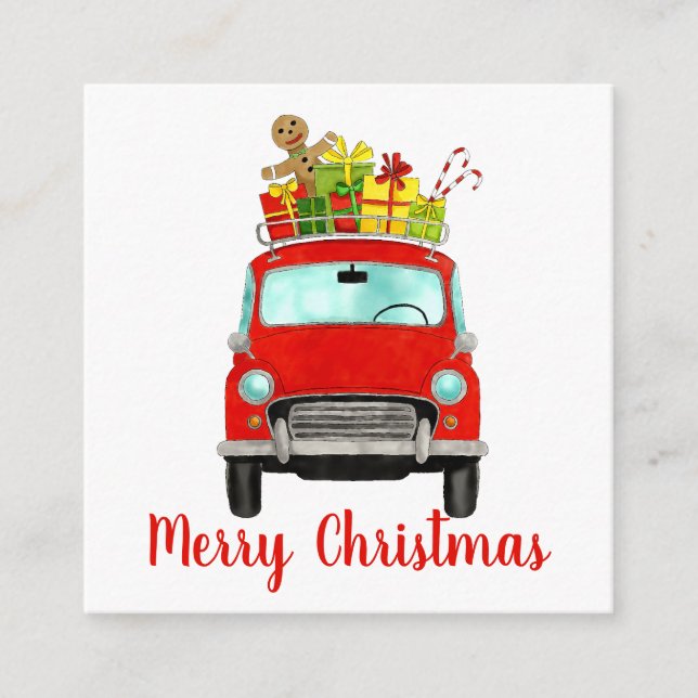 Vintage Auto mit Weihnachtsgeschenken Weihnachtska Begleitkarte (Vorderseite)