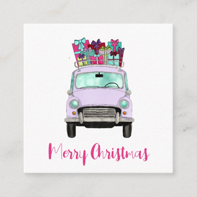 Vintage Auto mit Weihnachtsgeschenken Weihnachtska Begleitkarte (Vorderseite)