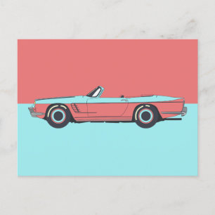 Vintage Auto Pastellfarbe Postkarte