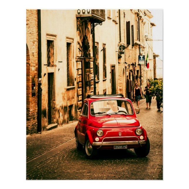 Vintage Auto Perfektes Poster | Fiat 500 | Rom (Vorderseite)