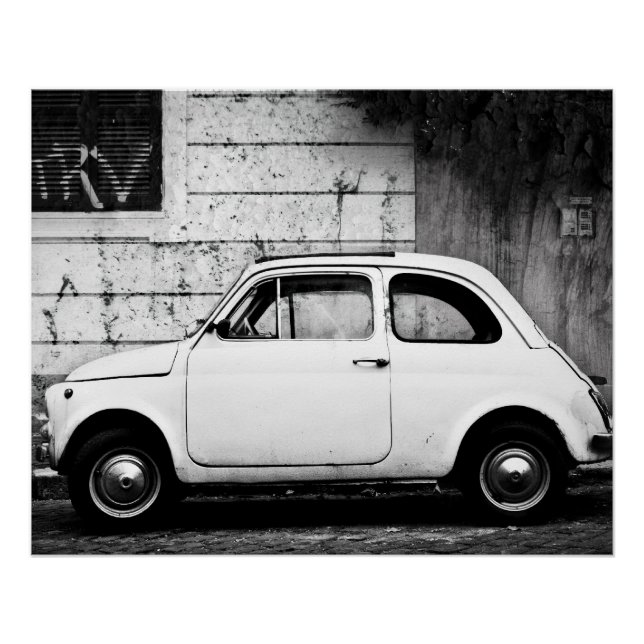 Vintage Auto Perfektes Poster | Fiat 500 | Rom (Vorderseite)