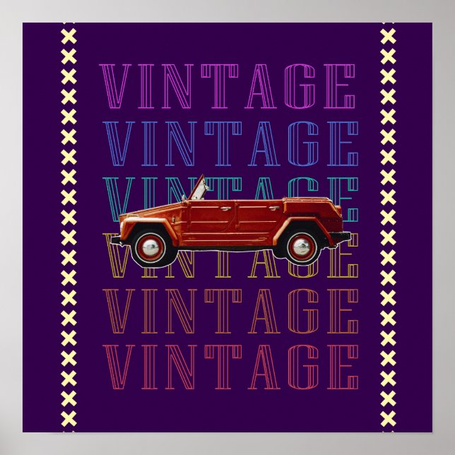 Vintage-Auto-Plakat Poster (Vorne)