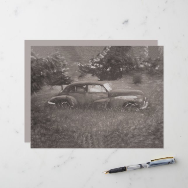 Vintage Auto Rustikale Sepia Antiquitätenarchitekt (Vorderseite/Rückseite Beispiel)