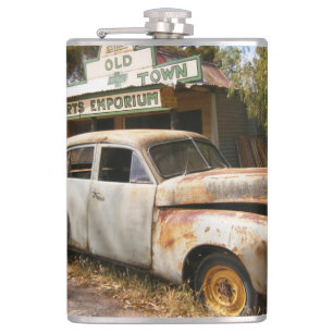 Vintage Auto und Garage, Hüftkolben Flachmann