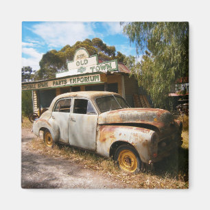 Vintage Auto und Garage, Kühlschrankmagnet