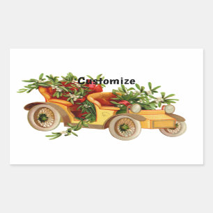 Vintage-Auto-Weihnachten-Mistelzweig-Thunder_Cove Rechteckiger Aufkleber