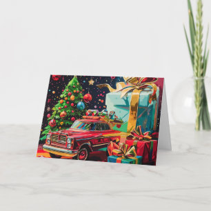 Vintage-Auto-Weihnachtskarte Karte