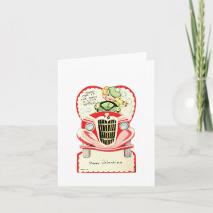 Vintage Autofahrt Girl Valentine Karte