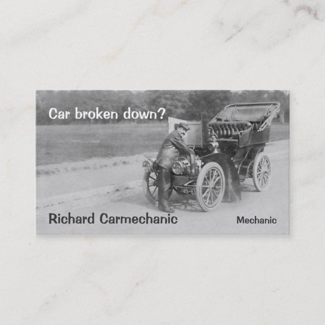 Vintage Automechaniker-Geschäftskarte Visitenkarte (Vorderseite)