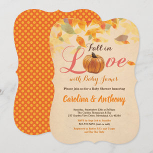 Vintage automne citrouille baby shower invitation 