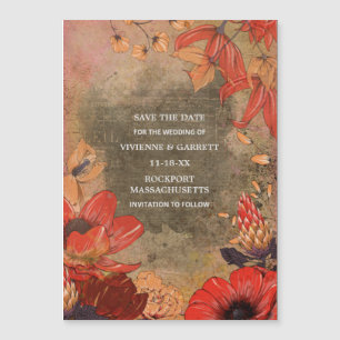Vintage automne floral Enregistrer la date carte m