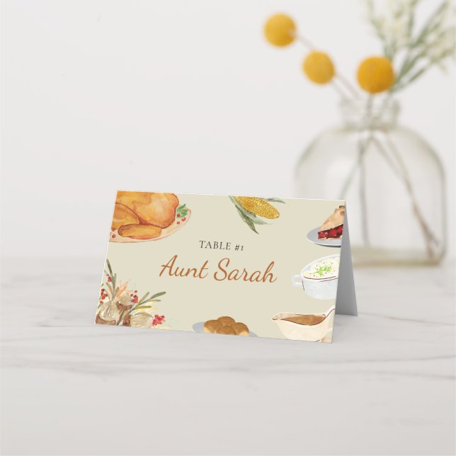 Vintage automne Thanksgiving Dîner Table Cartes (Devant)