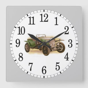 Vintage Automobile Quadratische Wanduhr