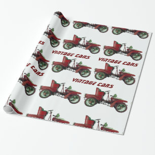 VINTAGE-AUTOS Rot Schwarz Weiß Geschenkpapier