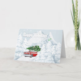 Vintage Autoschnee Chevrolet Feiertag Weihnachtsba Feiertagskarte